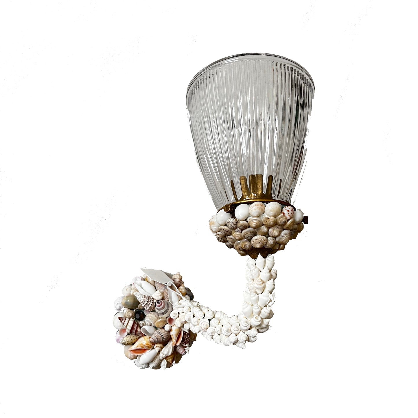 Swan neck wall light with fluted glass shade
